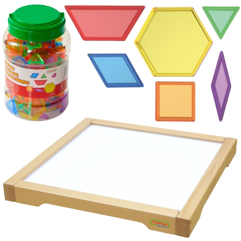 LED panelė MASTERKIDZ Sensory Box + Montessori mozaikos kaladėlės 140 el.