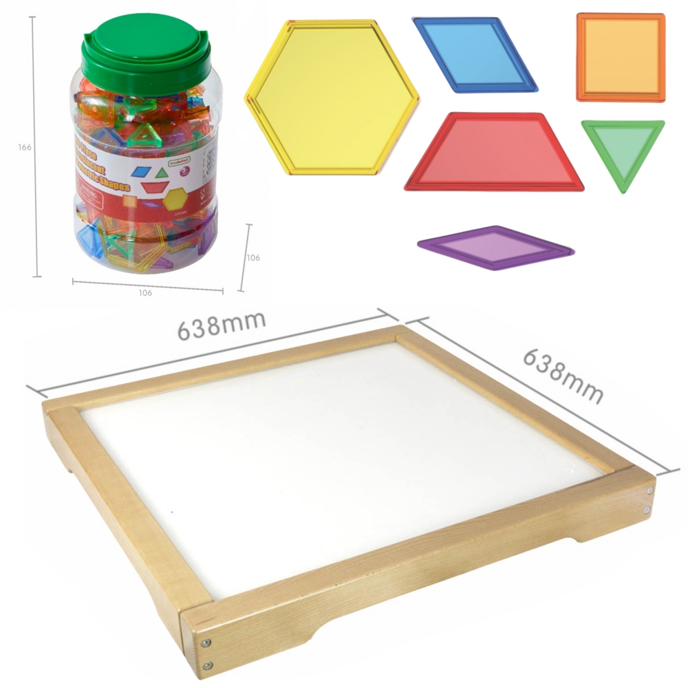 LED panelė MASTERKIDZ Sensory Box + Montessori mozaikos kaladėlės 140 el.