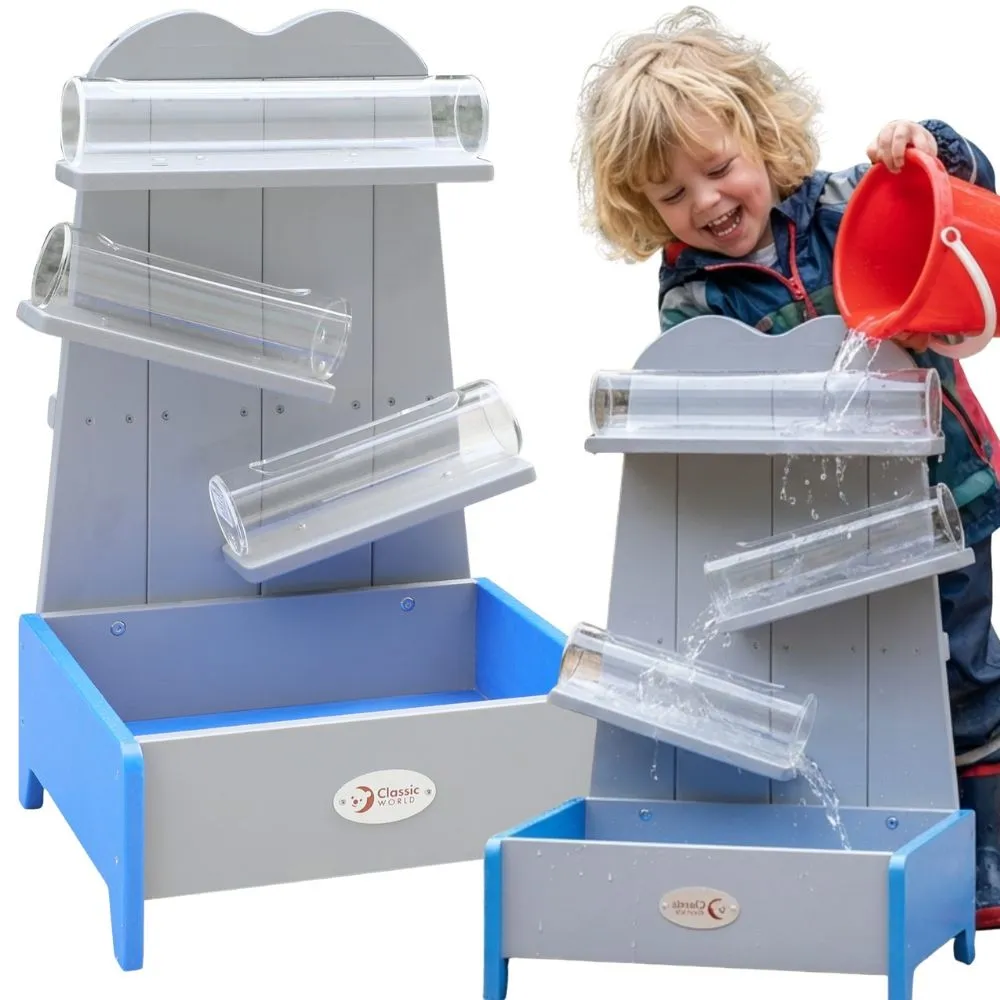 CLASSIC WORLD EDU Wooden Water Cascade Track with Pipes and Tank 