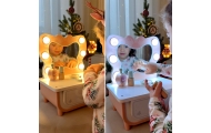Medinis kosmetinis drugelio staliukas TOOKY TOY su veidrodžiu ir LED apšvietimu + priedai-Žaislai, Profesijos, buities žaislai, 