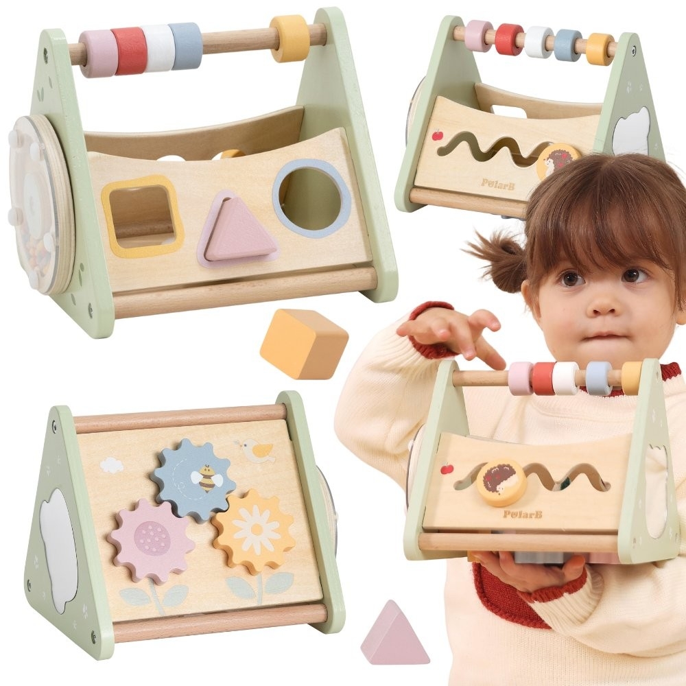 Medinis edukacinis veiklos trikampis VIGA 5-in-1-Žaislai, Kūdikiams, Mediniai, Žaislai mažyliams (iki 4 m.