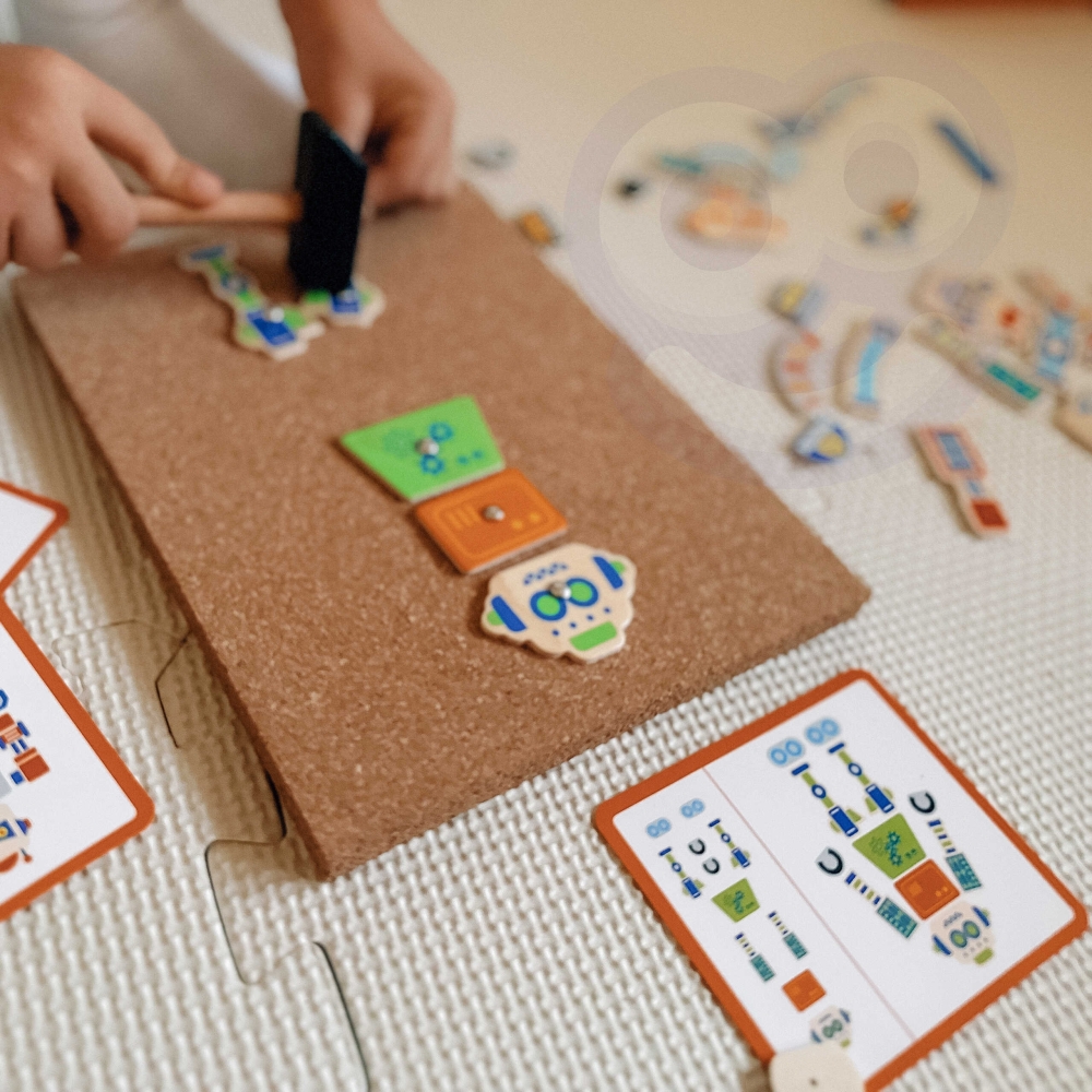 Medinis plaktuko dėlionės rinkinys VIGA Montessori, 45 dalių-Žaislai, Dėlionės, Dėlionės patiems mažiausiems-e-vaikas