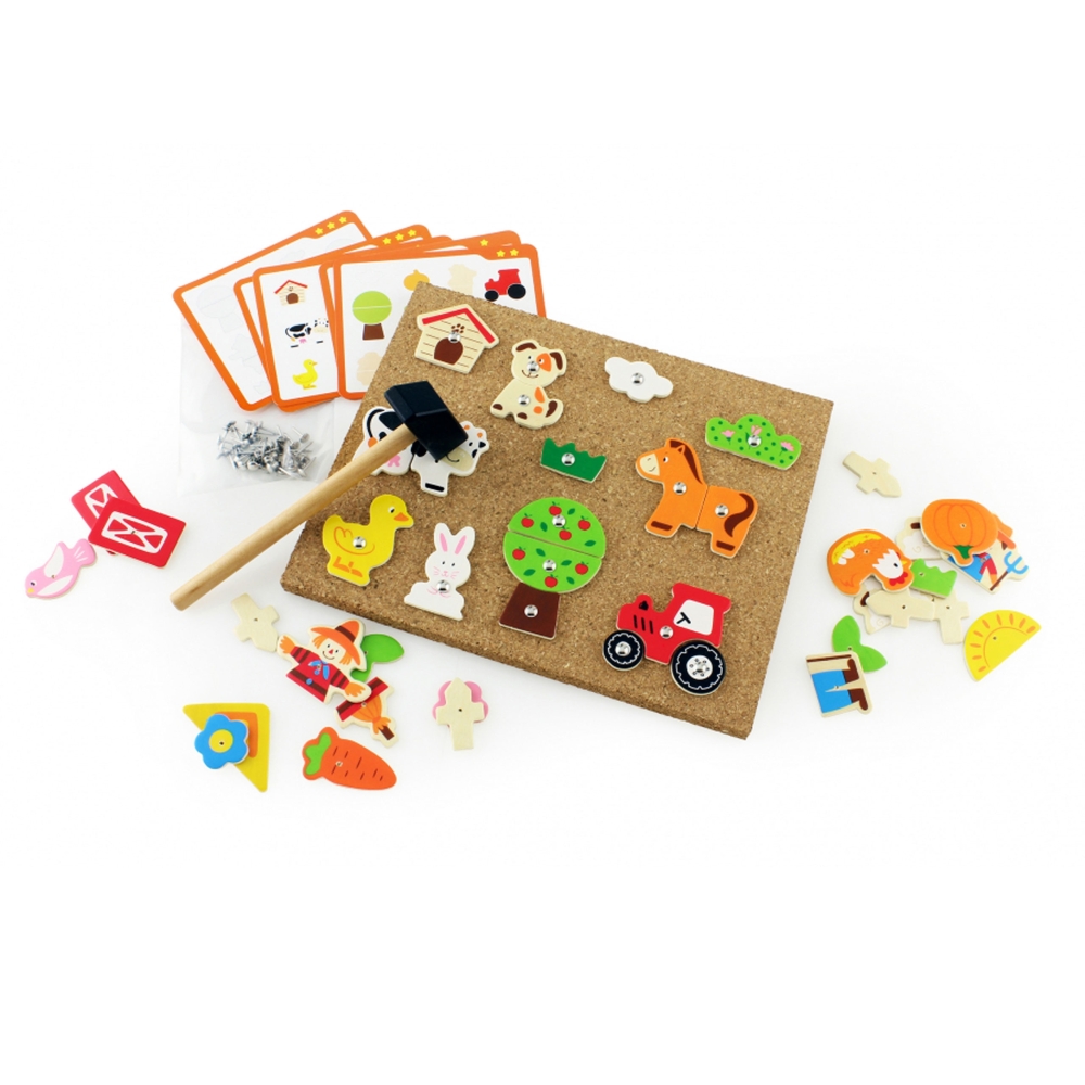 Medinė dėlionė - kamštinė lenta Ūkis VIGA Montessori