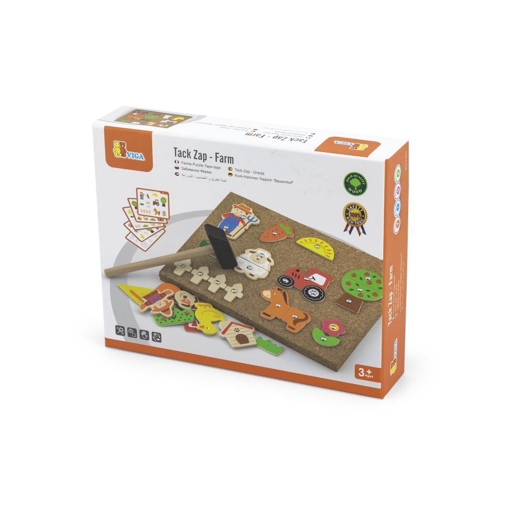 Medinė dėlionė - kamštinė lenta Ūkis VIGA Montessori
