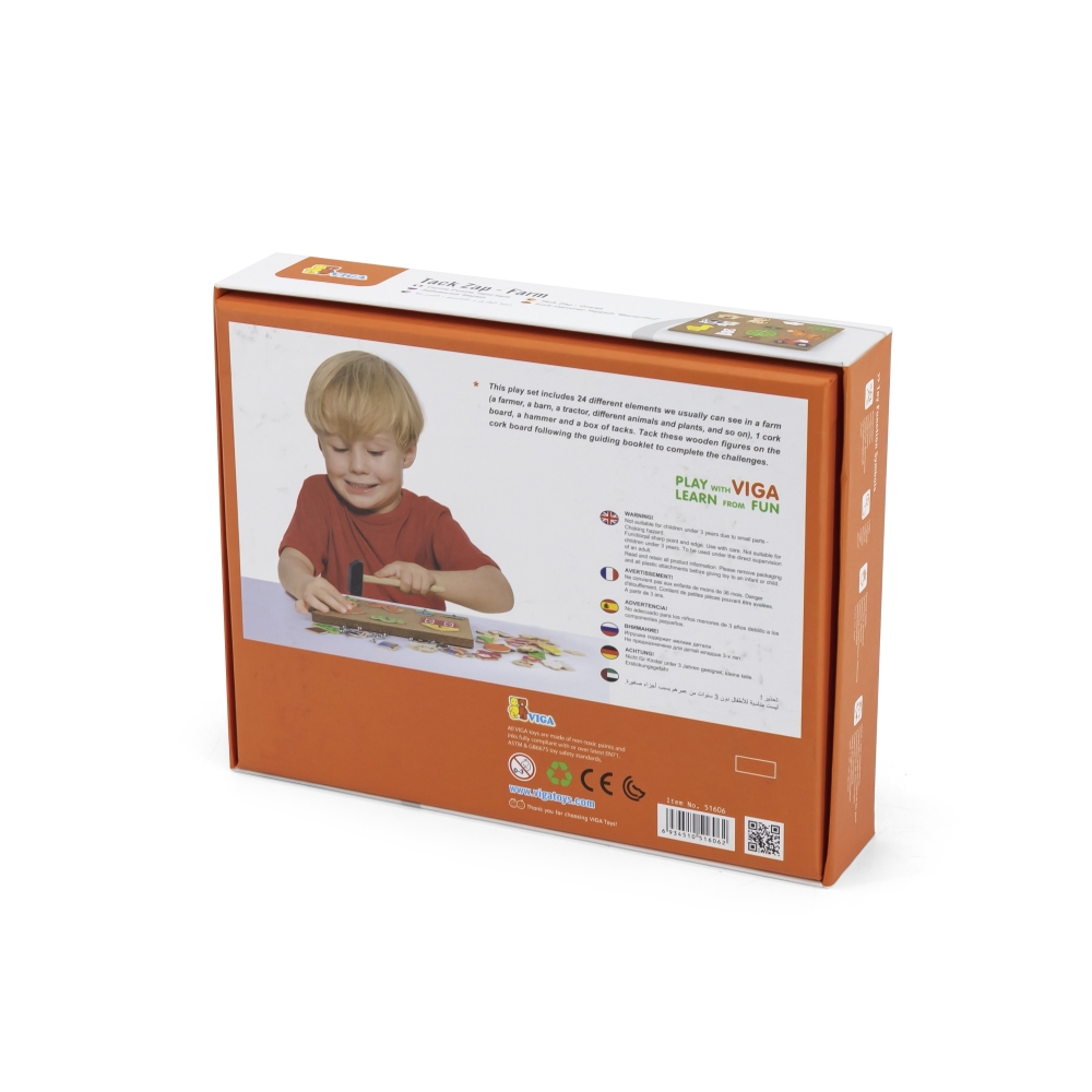 Medinė dėlionė - kamštinė lenta Ūkis VIGA Montessori