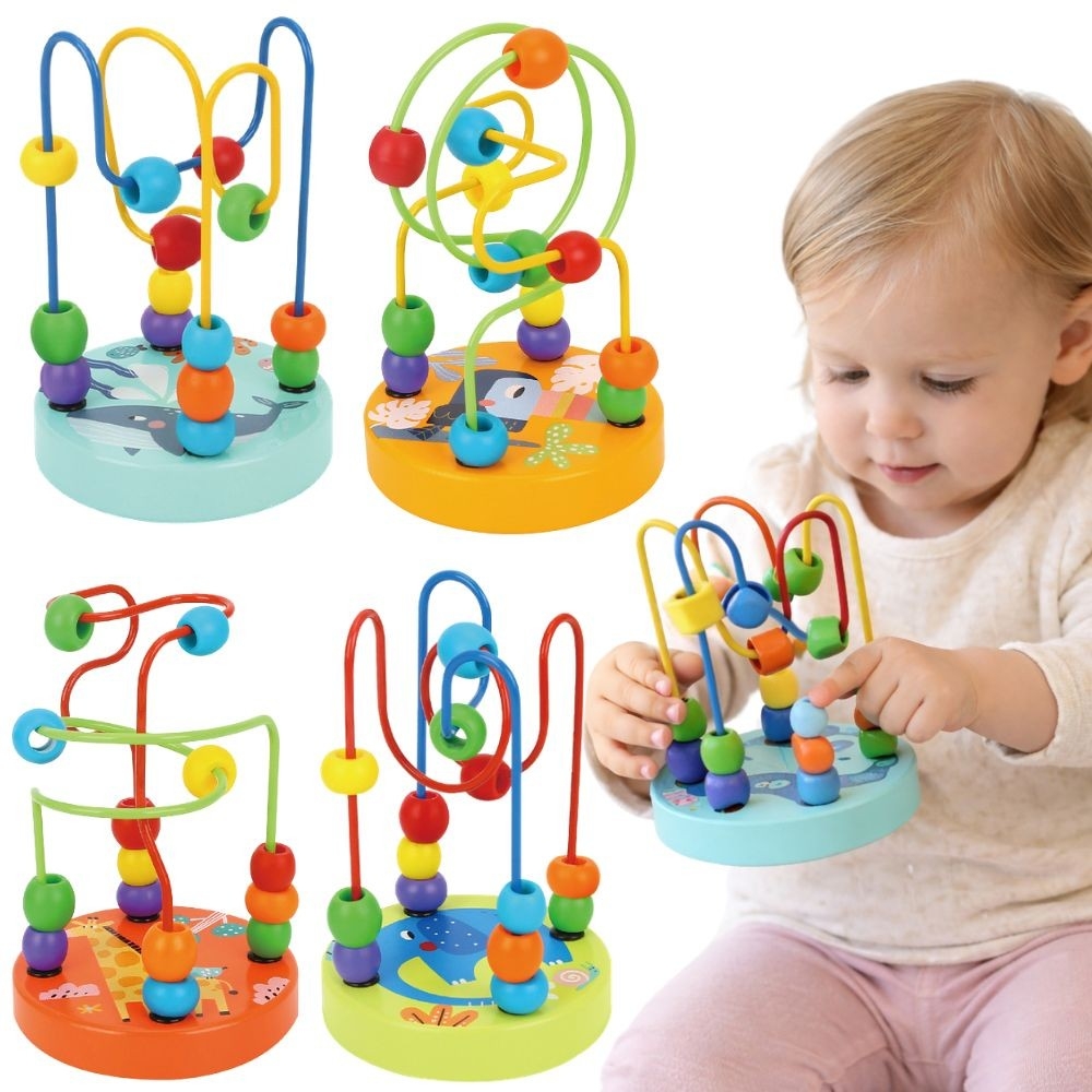 TOOKY TOY Medinis mokomasis motorizuotas kilpų labirintas su pertraukomis