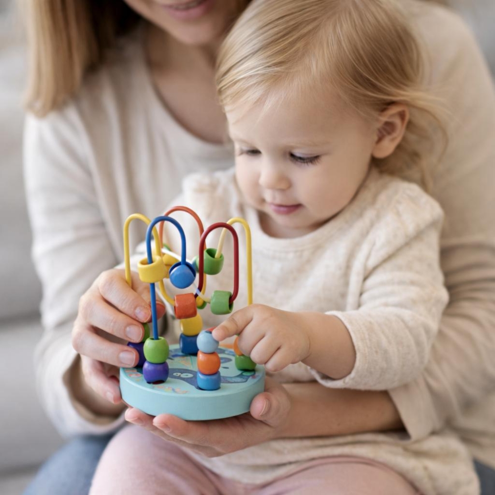 TOOKY TOY Medinis mokomasis motorizuotas kilpų labirintas su pertraukomis