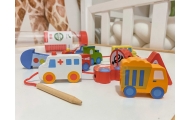 WOOPIE GREEN Mediniai sriegimo blokai Transporto priemonės Automobiliai 13 el.