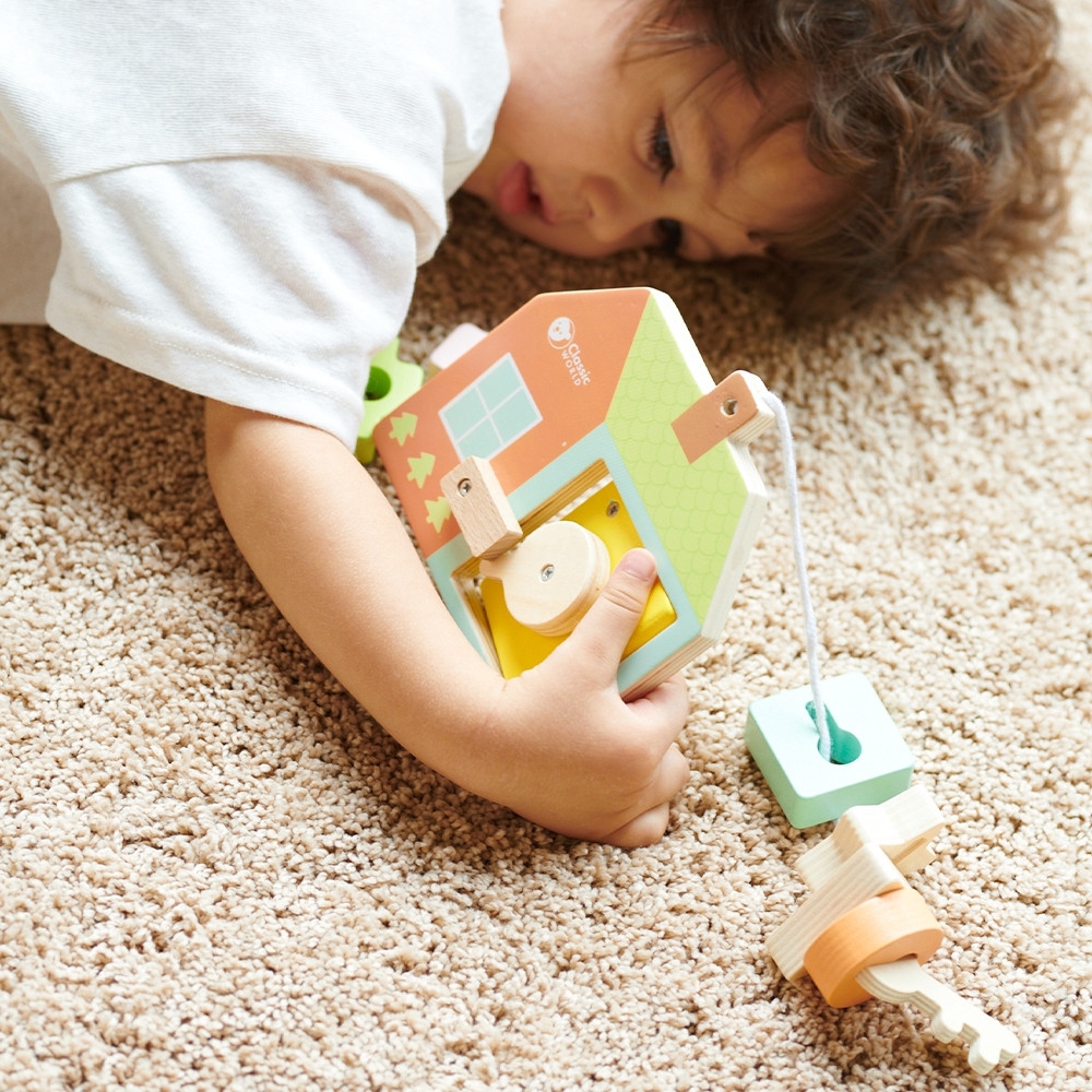 Mediniai susipynę raktų ir durų blokeliai CLASSIC WORLD MONTESSORI 11 el.-Žaislai, Kūdikiams, Mediniai, Žaislai mažyliams (iki 4