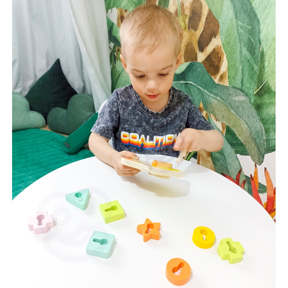Mediniai susipynę raktų ir durų blokeliai CLASSIC WORLD MONTESSORI 11 el.-Žaislai, Kūdikiams, Mediniai, Žaislai mažyliams (iki 4