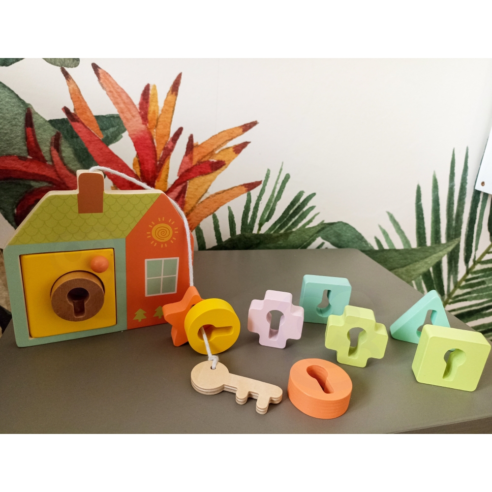 Mediniai susipynę raktų ir durų blokeliai CLASSIC WORLD MONTESSORI 11 el.-Žaislai, Kūdikiams, Mediniai, Žaislai mažyliams (iki 4