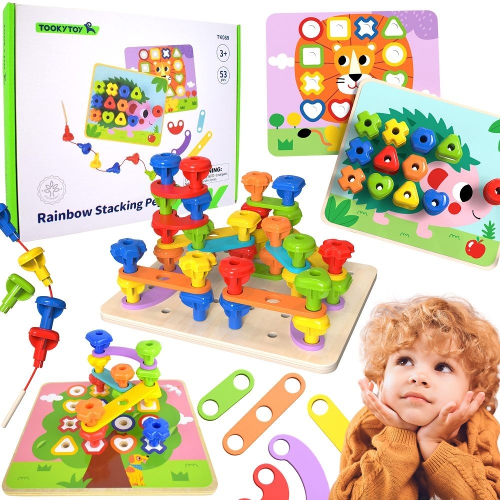 Daugiafunkcinė spalvota prisukama lenta TOOKY TOY, skirta mokytis formų-Žaislai, Kūdikiams, Žaislai mažyliams (iki 4 m.