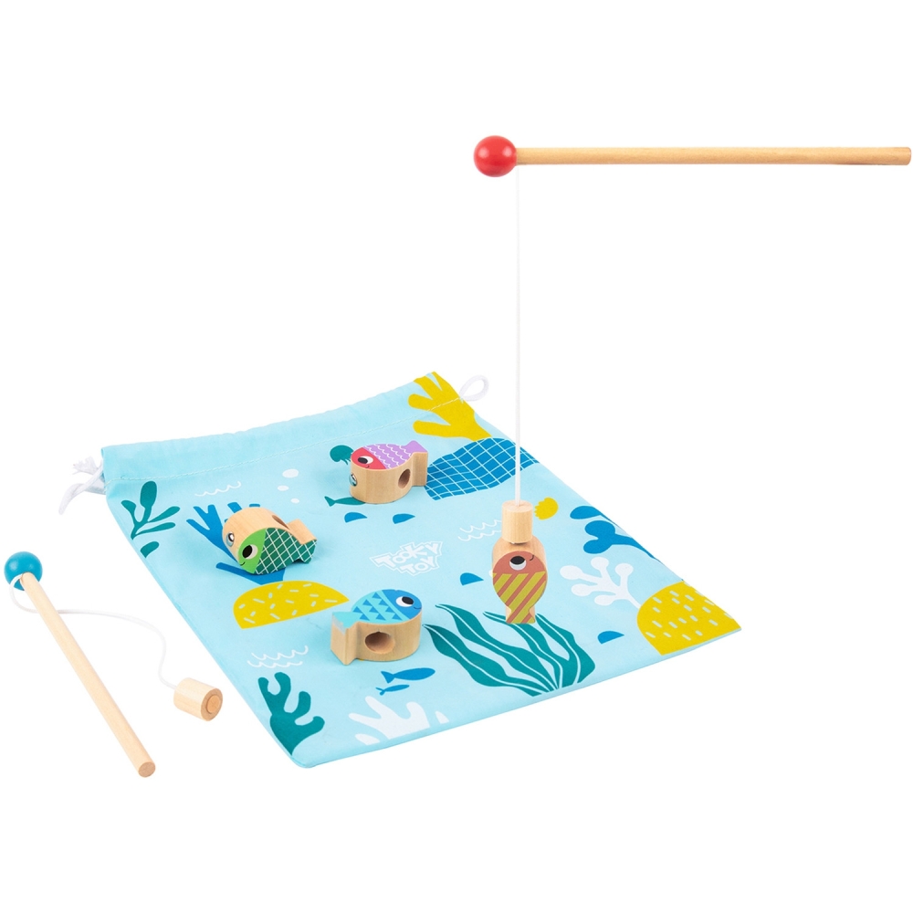 Medinis daugiafunkcinis žaidimas TOOKY TOY banginis ir žuvis 4-in-1