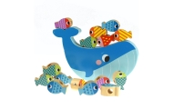 TOOKY TOY Drewniana Gra Wieloryb i Rybki Wielofunkcyjna 4 w 1