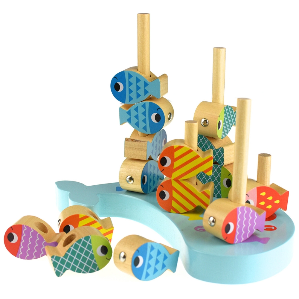 Medinis daugiafunkcinis žaidimas TOOKY TOY banginis ir žuvis 4-in-1
