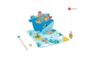 TOOKY TOY Drewniana Gra Wieloryb i Rybki Wielofunkcyjna 4 w 1