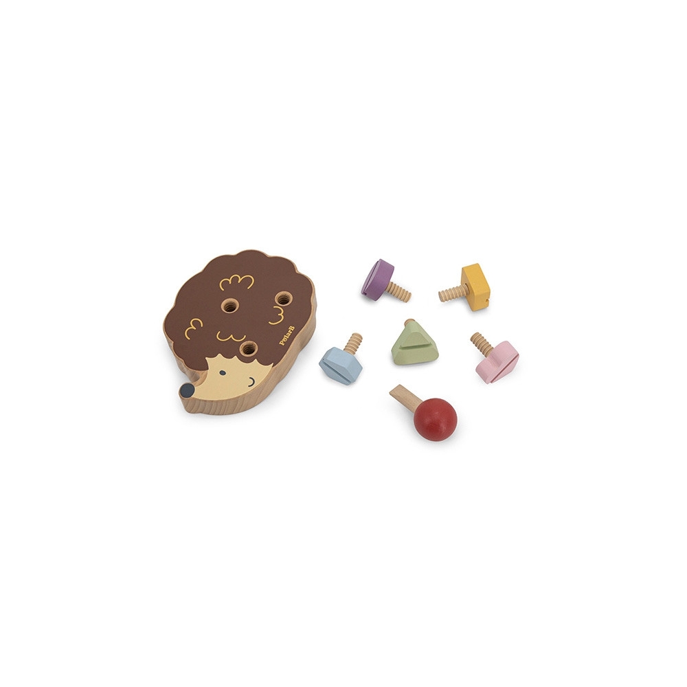 VIGA PolarB Wooden Construction Toy Hedgehog with Montessori Screws