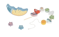TOOKY TOY Kosminis miegantis mėnulis Balansuojanti dėlionė Montessori kosmosas Medinis sriegiklis