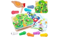 TOOKY TOY Drewniana Gra Zręcznościowa 2w1 Wyciągnij Robaczki dla Dzieci