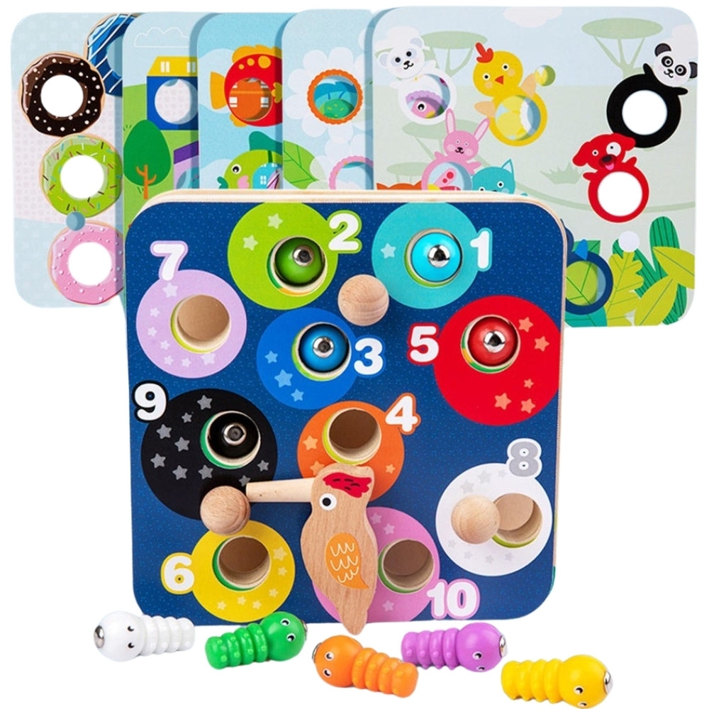 Medinis magnetinis žaidimas Paukštis ir kirminai TOOKY TOY