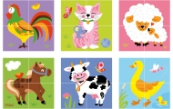 VIGA Drewniana Układanka Puzzle Farma 4 klocki