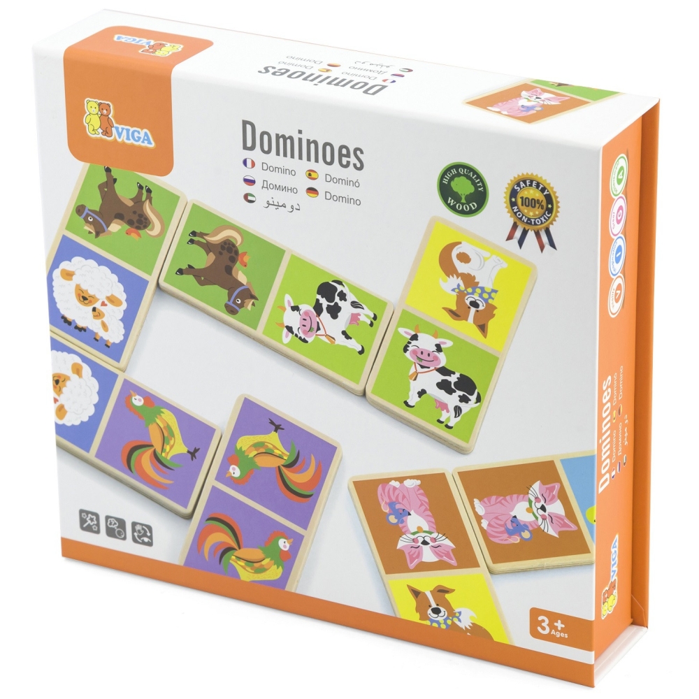Medinis domino Ūkio žaidimas VIGA Montessori 28 vnt-Žaislai, Stalo žaidimai, Įvairūs stalo žaidimai-e-vaikas