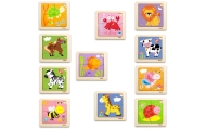 VIGA Wooden Puzzle 12 boards, 4 puzzles each, in a stand