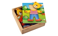 VIGA Wooden Puzzle Educational Puzzle Dress Up the Teddy Bear Boy
