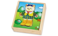 VIGA Wooden Logic Puzzle Dress Up Teddy Bear Girl