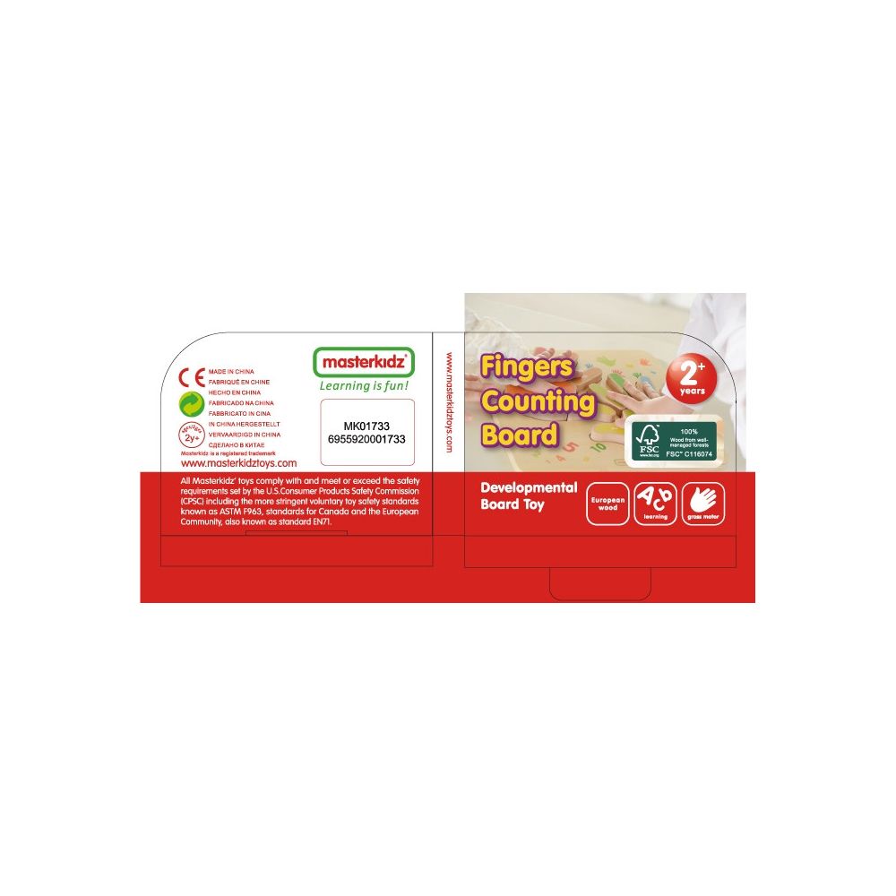 MASTERKIDZ edukacinė medinė skaičiavimo lenta Fingerboard