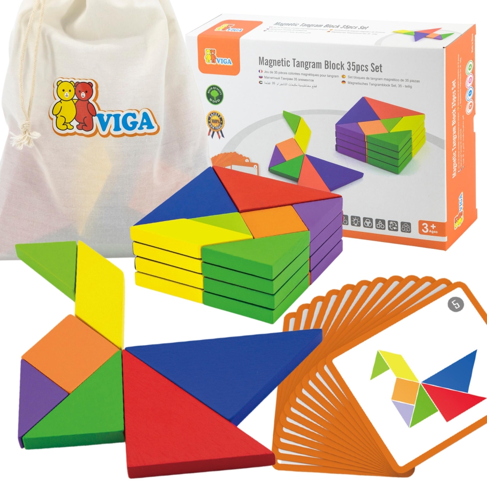 Medinis loginis žaidimas-dėlionė VIGA Tangram su FSC sertifikatu-Žaislai, Dėlionės, 3D - tūrinės dėlionės-e-vaikas