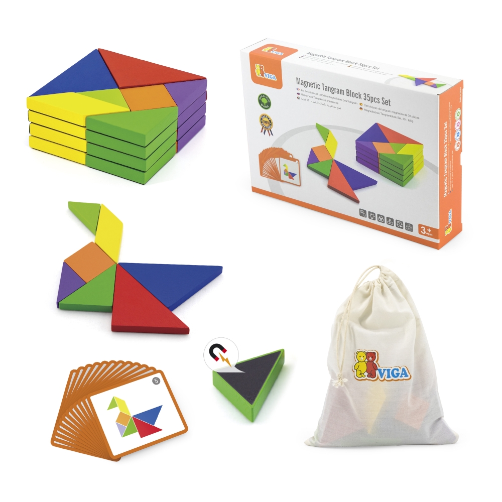 VIGA Tangram Wooden Logic Game Puzzle FSC Certified