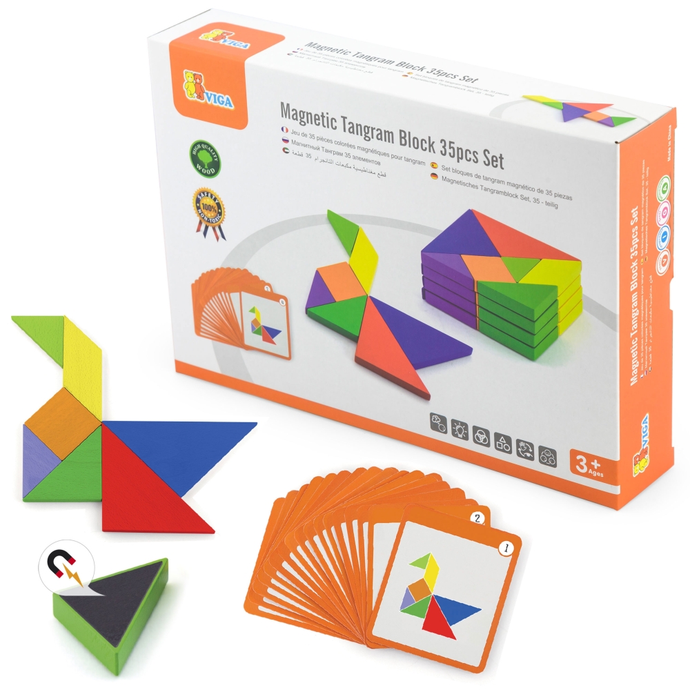 VIGA Tangram Wooden Logic Game Puzzle FSC Certified