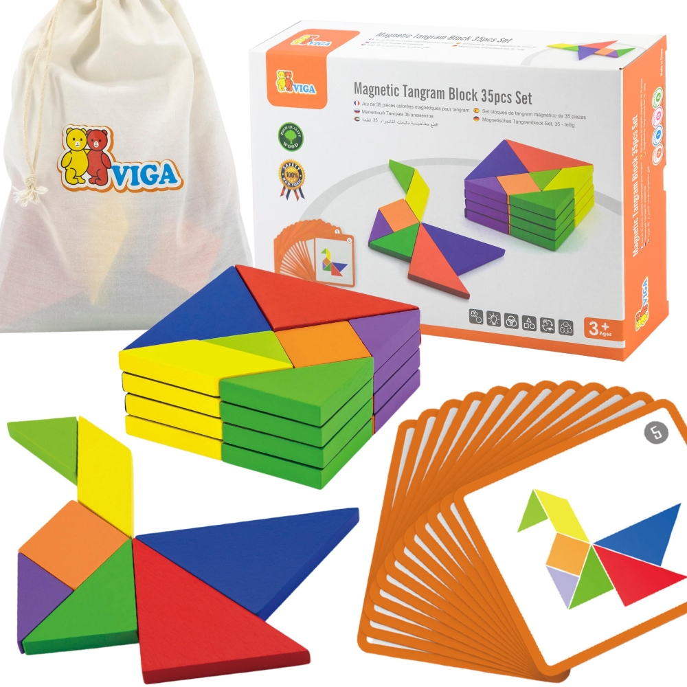 VIGA Tangram Wooden Logic Game Puzzle FSC Certified