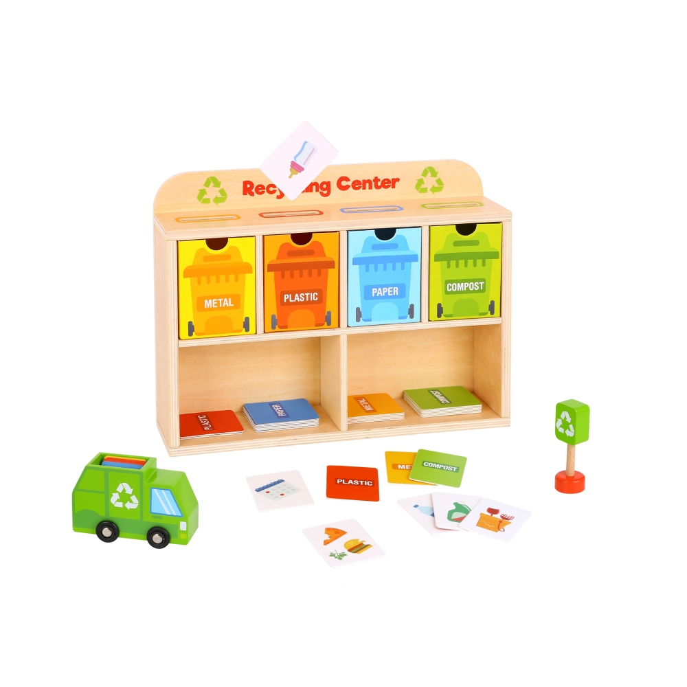 Medinis mokomasis rūšiavimo žaislas TOOKY TOY Perdirbimo centras-Žaislai, Lavinamieji žaislai, Mokomieji žaislai-e-vaikas