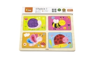 VIGA Wooden Puzzle Insects 4 in 1