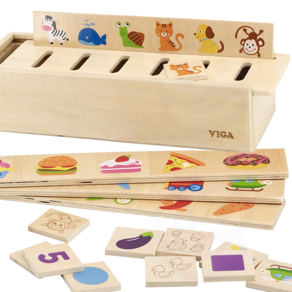 Medinis edukacinis gyvūnų rūšiavimo žaidimas VIGA Vaisiai Daržovės Montessori-Žaislai, Lavinamieji žaislai, Mokomieji žaislai-e-
