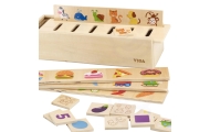 VIGA Drewniany Edukacyjny Sorter Gra Zwierzątka Owoce Warzywa Montessori