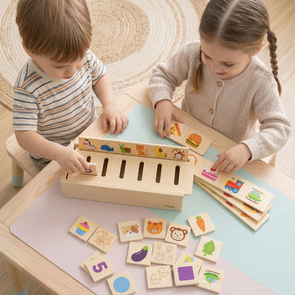 Medinis edukacinis gyvūnų rūšiavimo žaidimas VIGA Vaisiai Daržovės Montessori-Žaislai, Lavinamieji žaislai, Mokomieji žaislai-e-