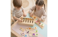 VIGA Drewniany Edukacyjny Sorter Gra Zwierzątka Owoce Warzywa Montessori