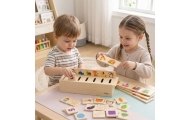 VIGA Drewniany Edukacyjny Sorter Gra Zwierzątka Owoce Warzywa Montessori