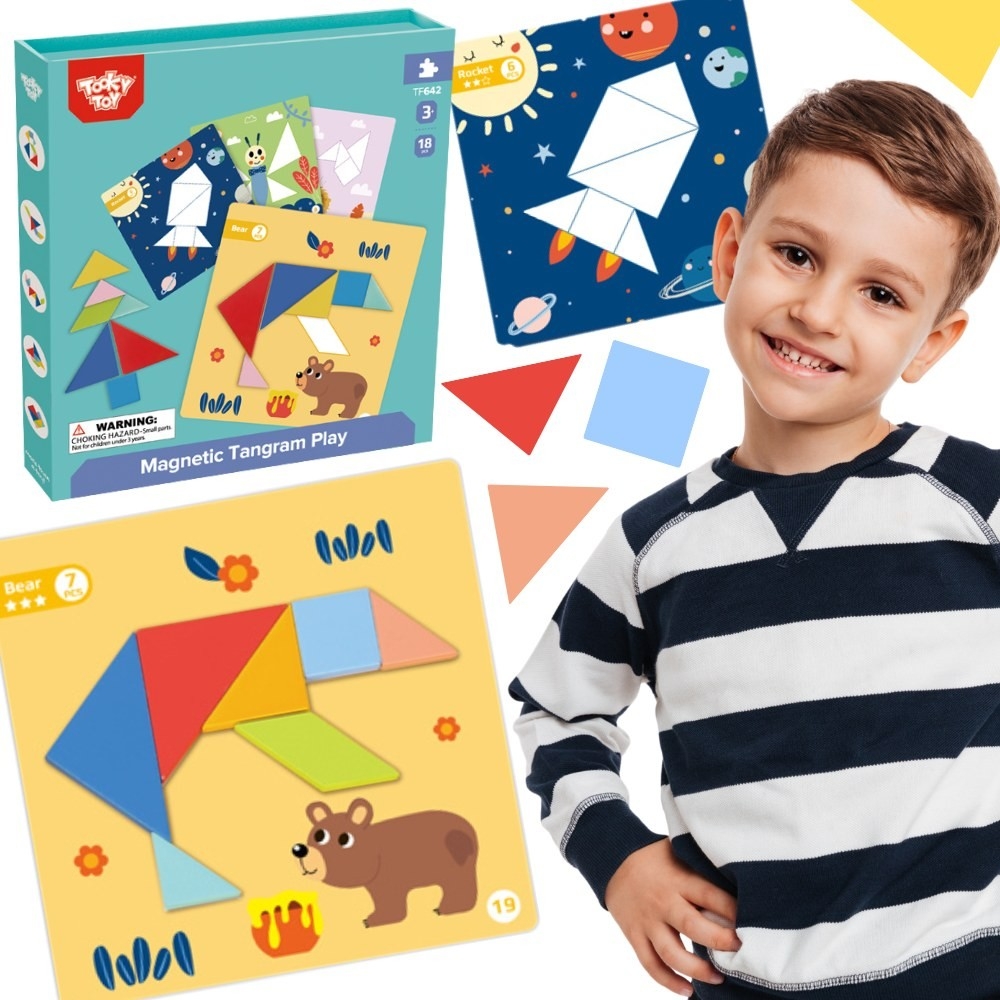 Dėlionė Tangram TOOKY TOY Mokymosi formos 18el.-Žaislai, Lavinamieji žaislai, Dėlionės, Dėlionės patiems mažiausiems, Mokomieji 