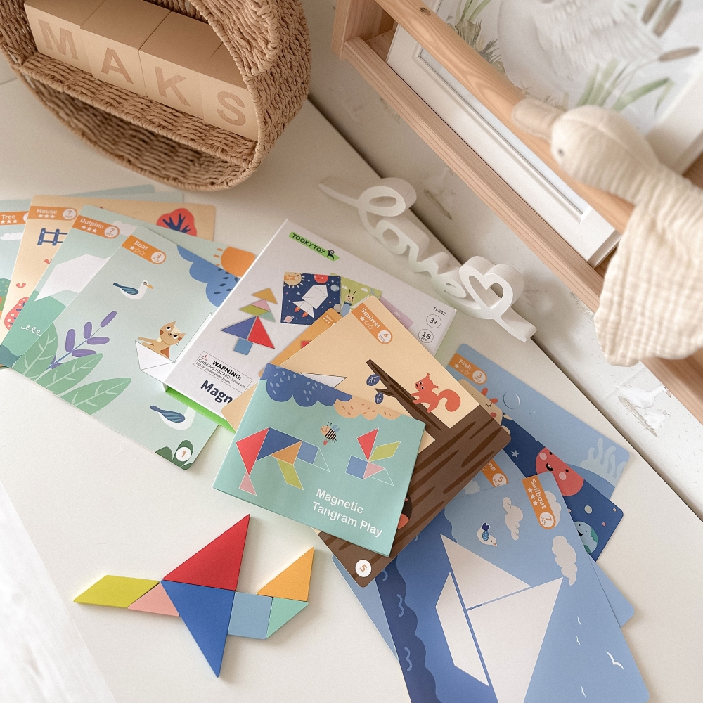 Dėlionė Tangram TOOKY TOY Mokymosi formos 18el.-Žaislai, Lavinamieji žaislai, Dėlionės, Dėlionės patiems mažiausiems, Mokomieji 