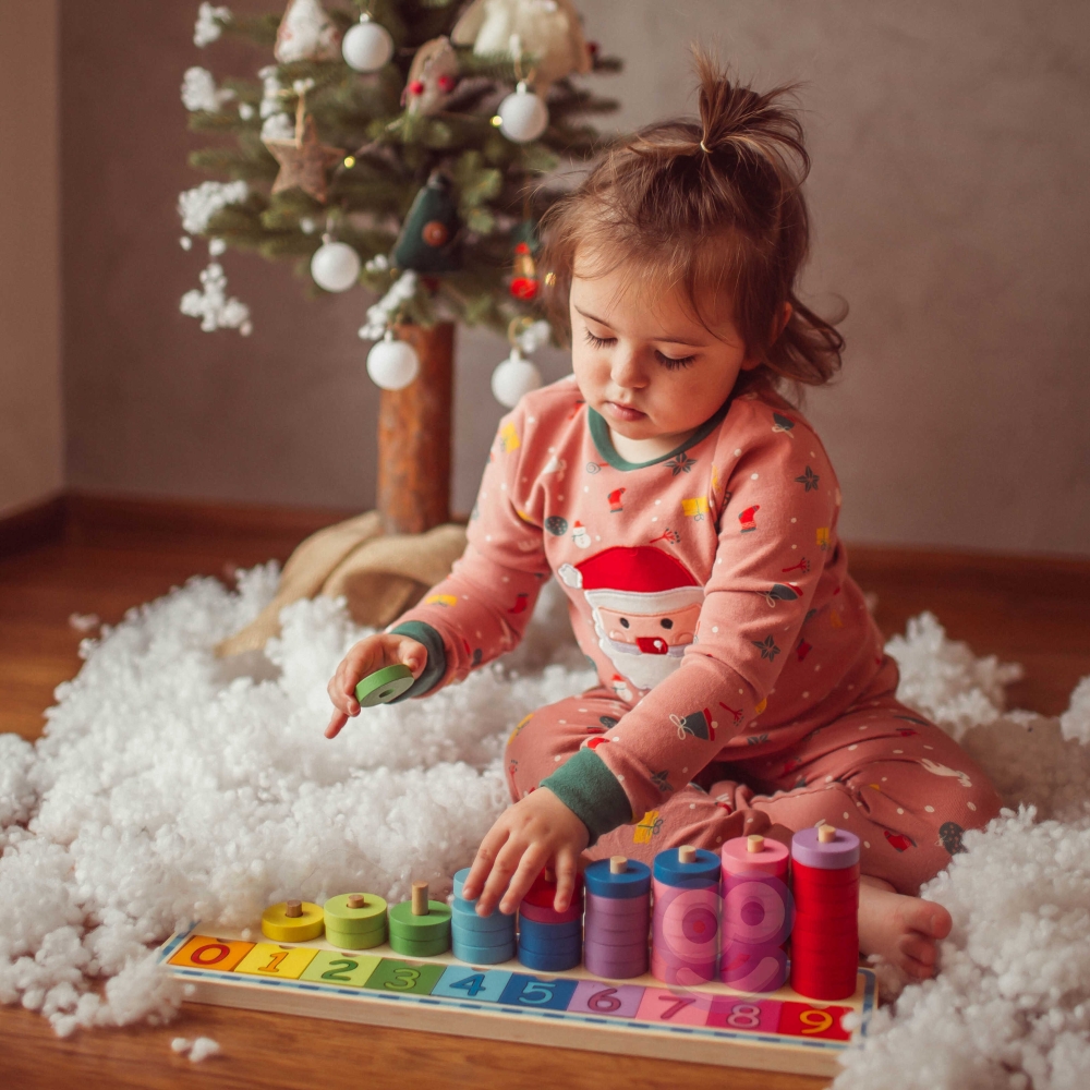WOOPIE GREEN Montessori mokymosi dėlionės skaičiavimui ir spalvoms 56 el.