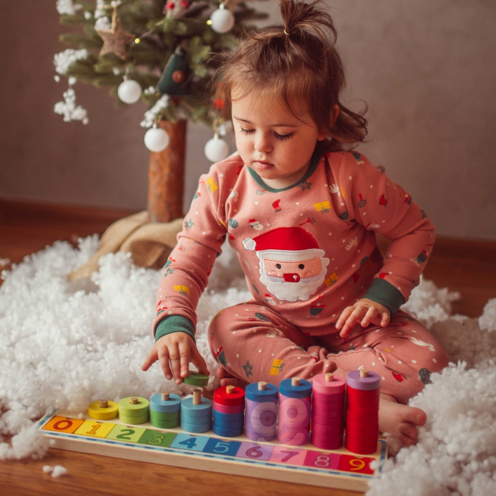 WOOPIE GREEN Montessori mokymosi dėlionės skaičiavimui ir spalvoms 56 el.