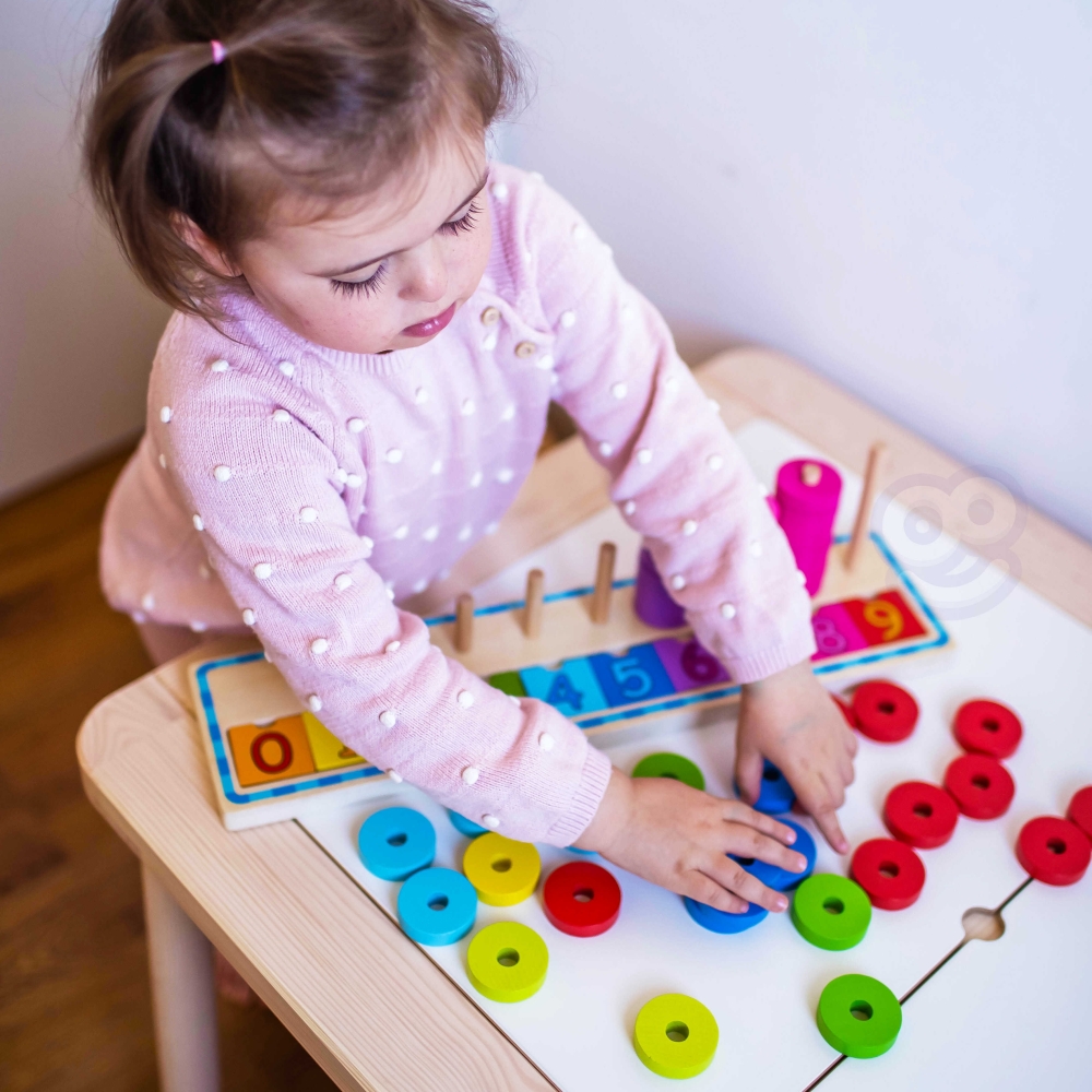 WOOPIE GREEN Montessori mokymosi dėlionės skaičiavimui ir spalvoms 56 el.