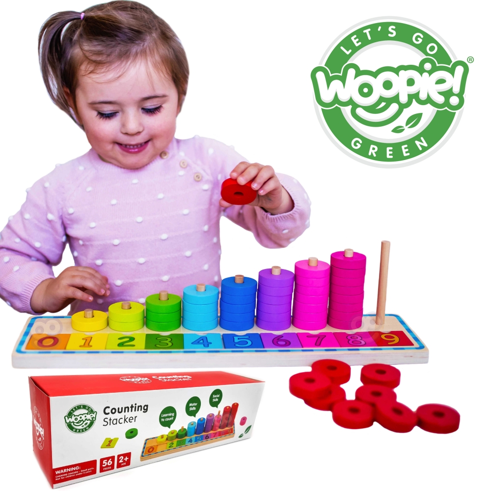 WOOPIE GREEN Montessori mokymosi dėlionės skaičiavimui ir spalvoms 56 el.