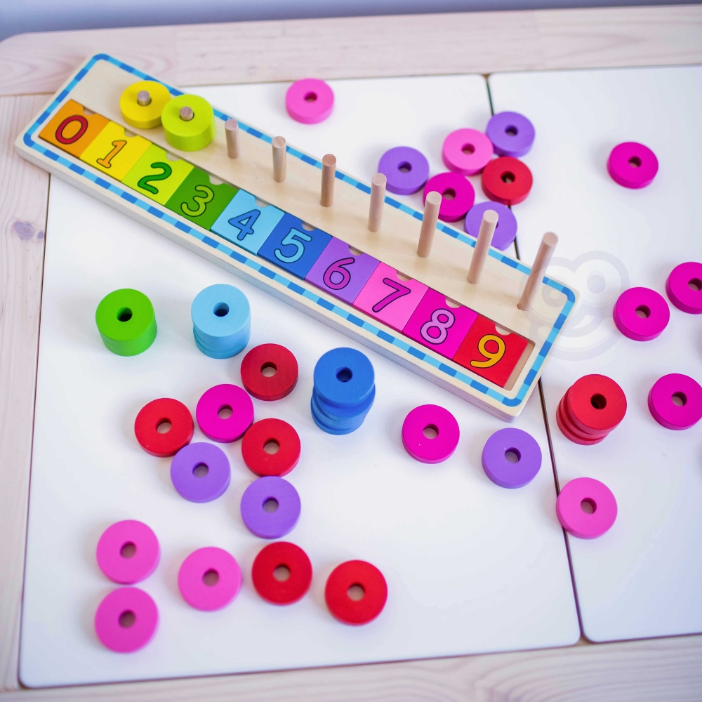 WOOPIE GREEN Montessori mokymosi dėlionės skaičiavimui ir spalvoms 56 el.