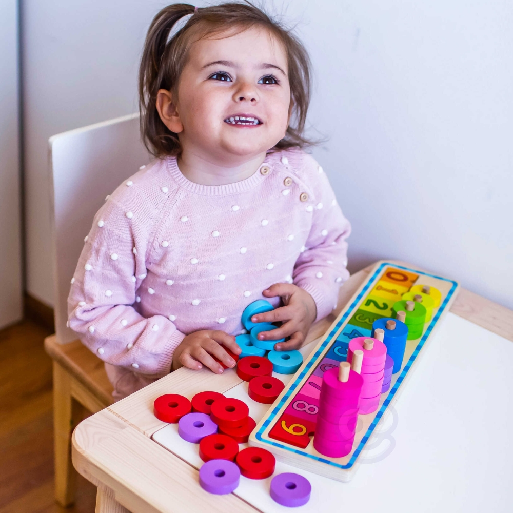 WOOPIE GREEN Montessori mokymosi dėlionės skaičiavimui ir spalvoms 56 el.