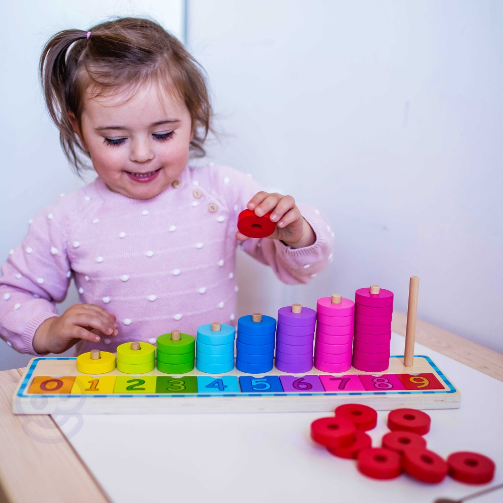 WOOPIE GREEN Montessori mokymosi dėlionės skaičiavimui ir spalvoms 56 el.